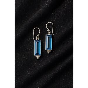 Sterling Silver Blue Glass Dangle Earrings from Mexico